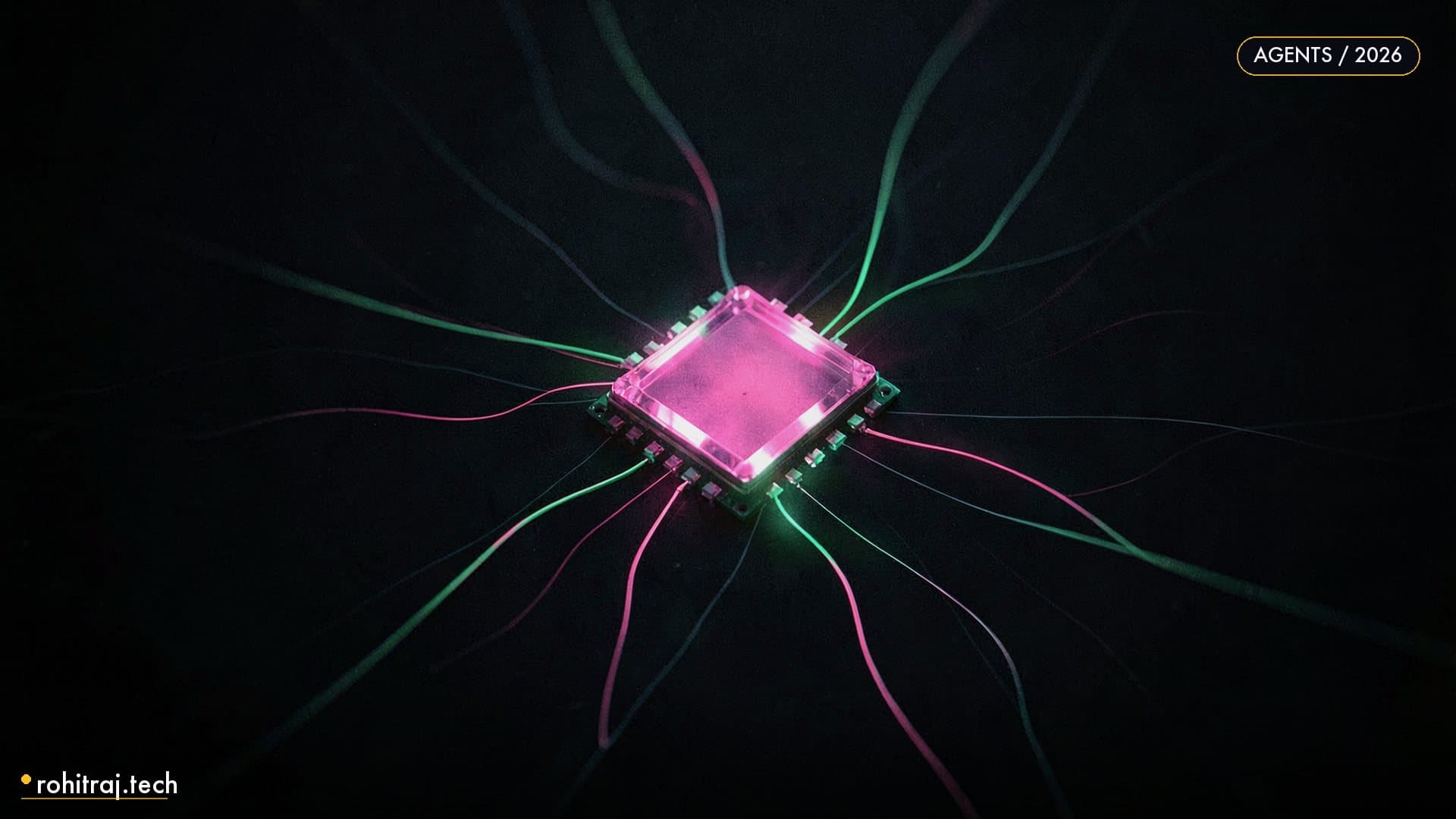 Glowing crystalline chip with branching filaments illustrating Cloudflare Computer agent runtime vs Sandbox