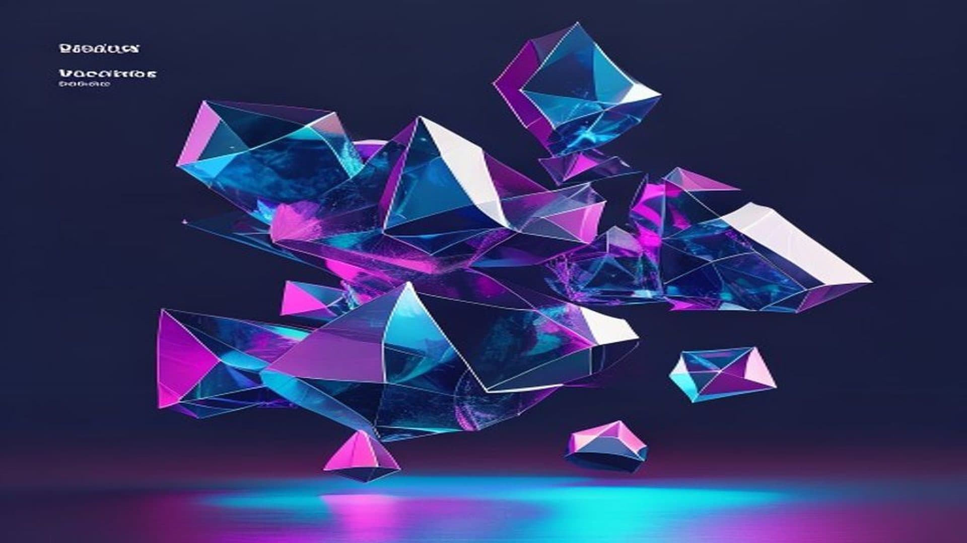 Floating geometric crystals in cyan and magenta neon illustrating v0 by Vercel vs hiring a developer 2026