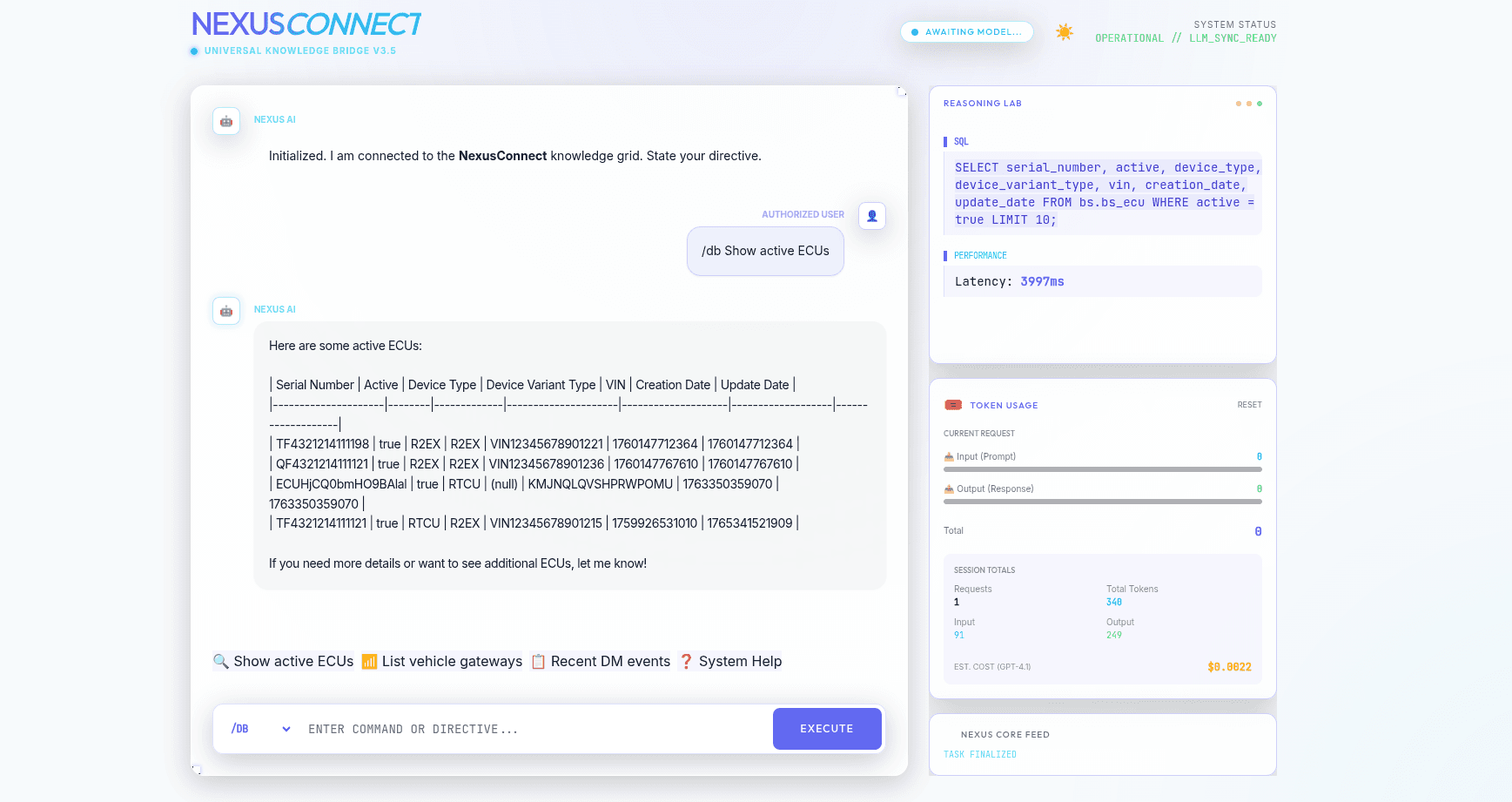 StellarMIND — Chat-to-SQL with RAG interface screenshot