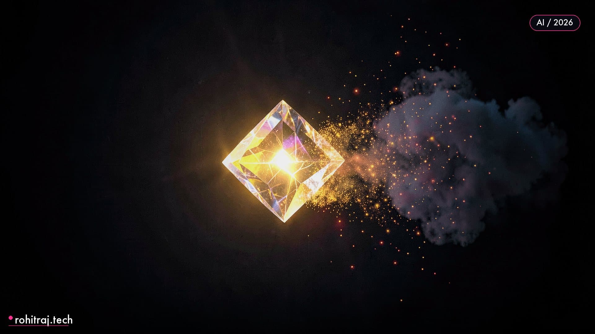 A crystalline memory core beside a dissolving particle cloud illustrating AI agent memory vs context window