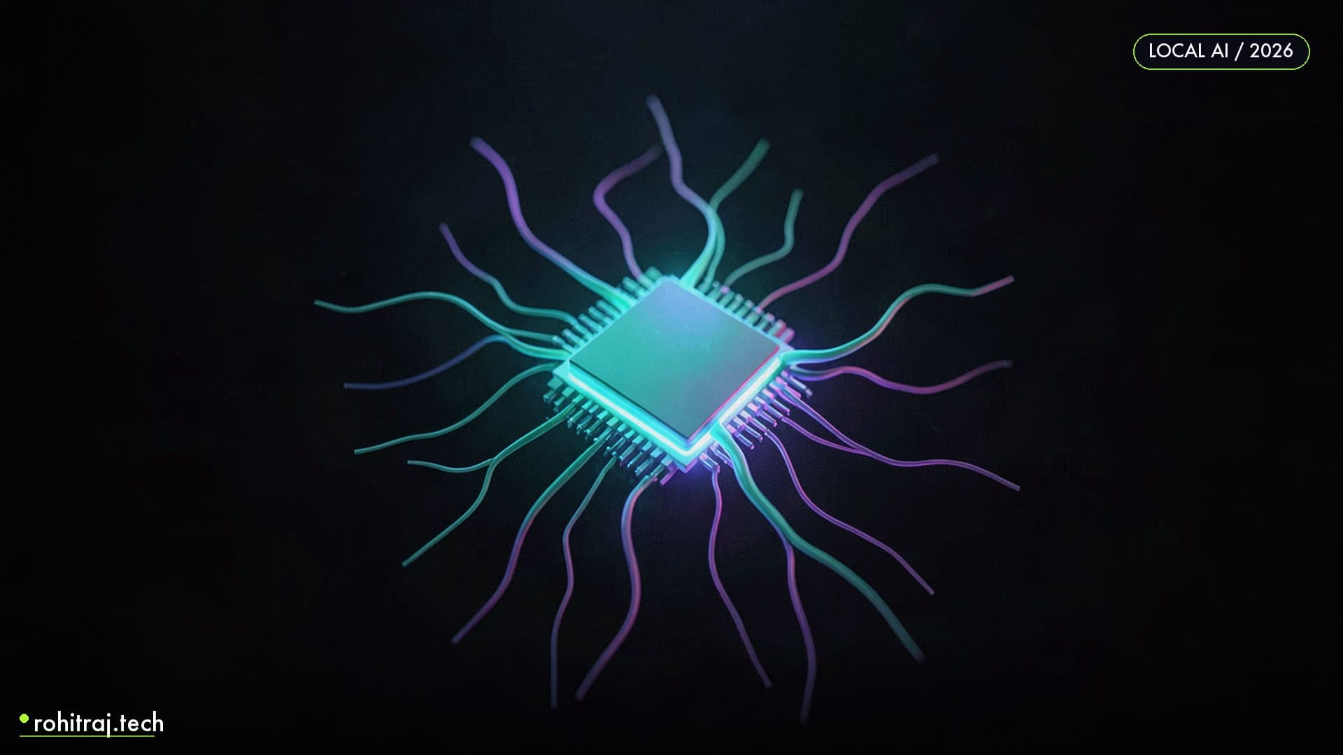 A luminous silicon processor radiating neural filaments illustrating the best local LLM for coding in 2026