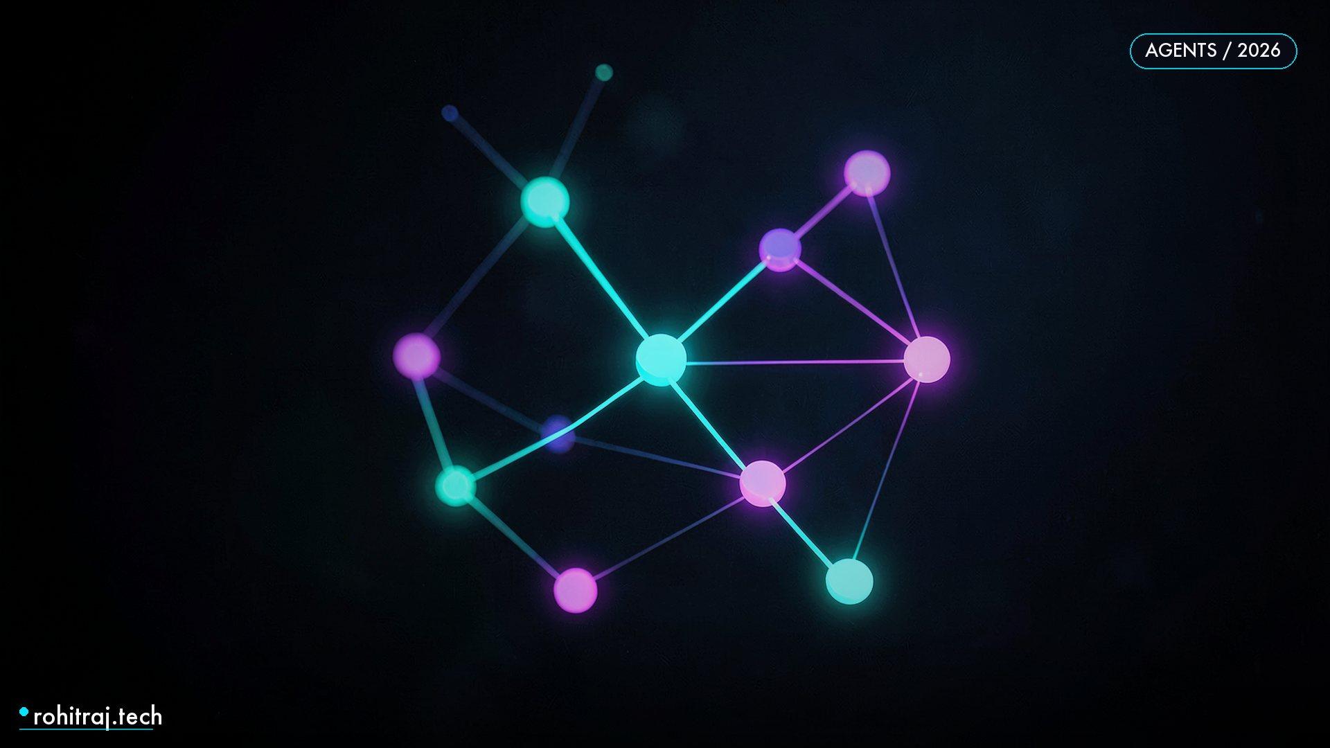 Constellation of glowing teal and violet modular nodes illustrating DeepSeek Harness plugin agent architecture