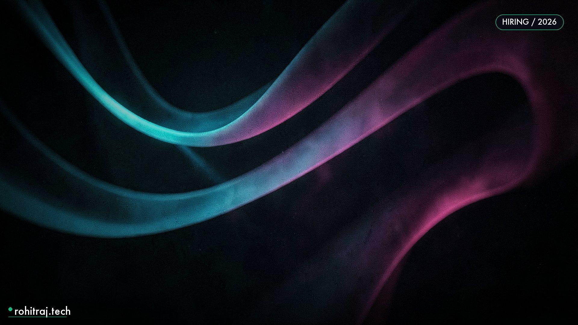Ribbons of cyan light folding through dark space illustrating forward deployed engineer vs solutions engineer