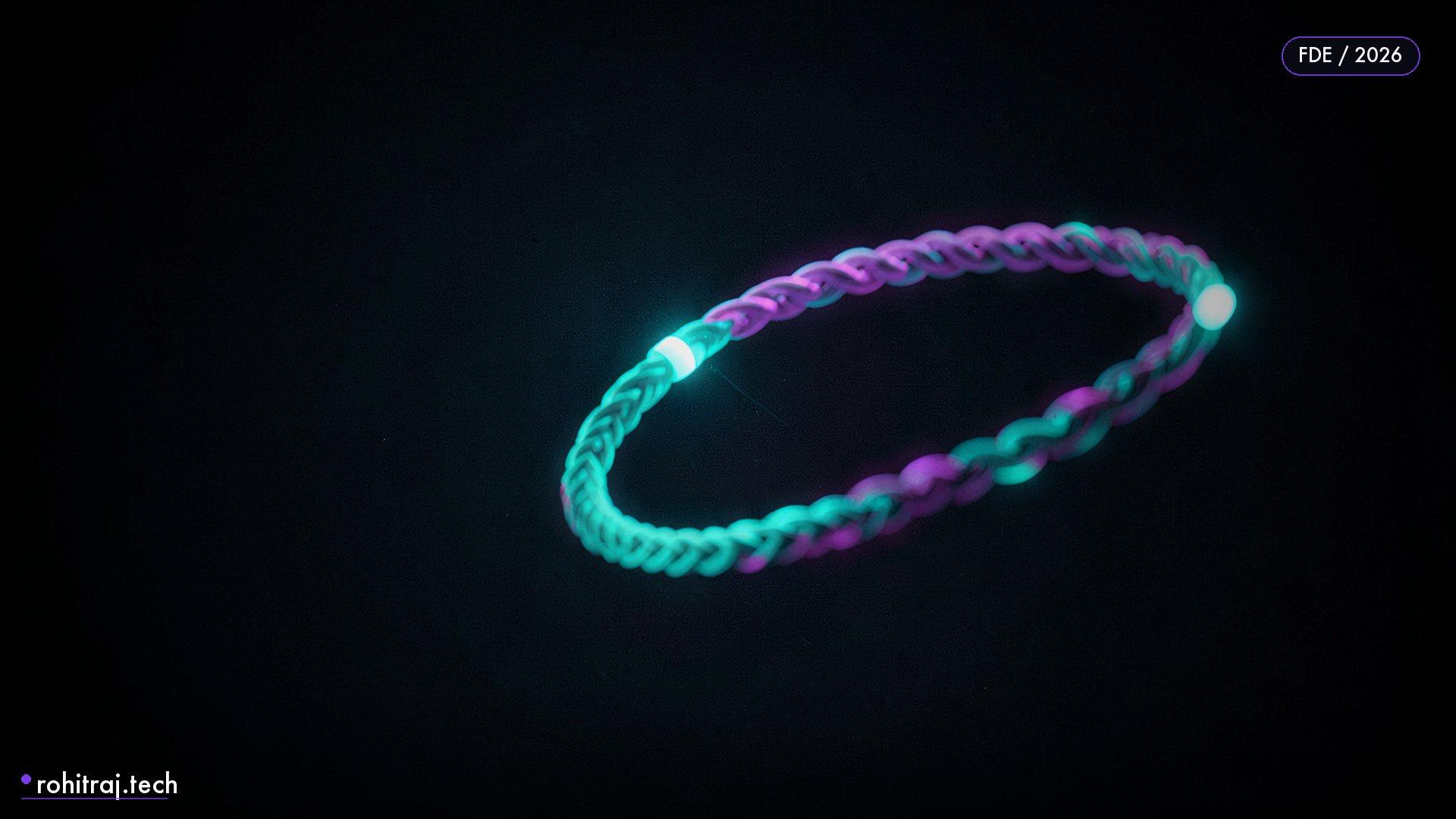 Glowing orbital paths illustrating freelance FDE vs fractional engineering engagement choices