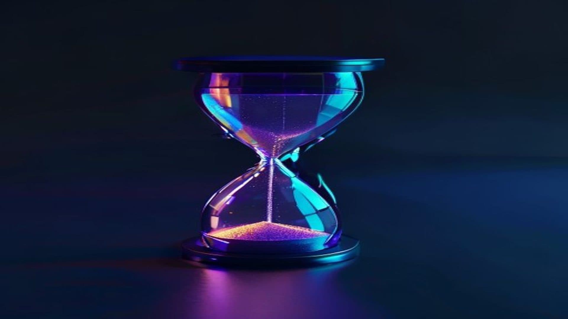 Stylized glowing hourglass on dark teal background illustrating hire React Native developer India 2026 timeline and cost