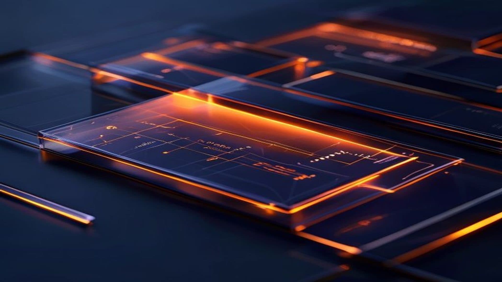 Translucent layered glass plates with embedded glowing lines illustrating PostHog vs Mixpanel vs Amplitude analytics comparison