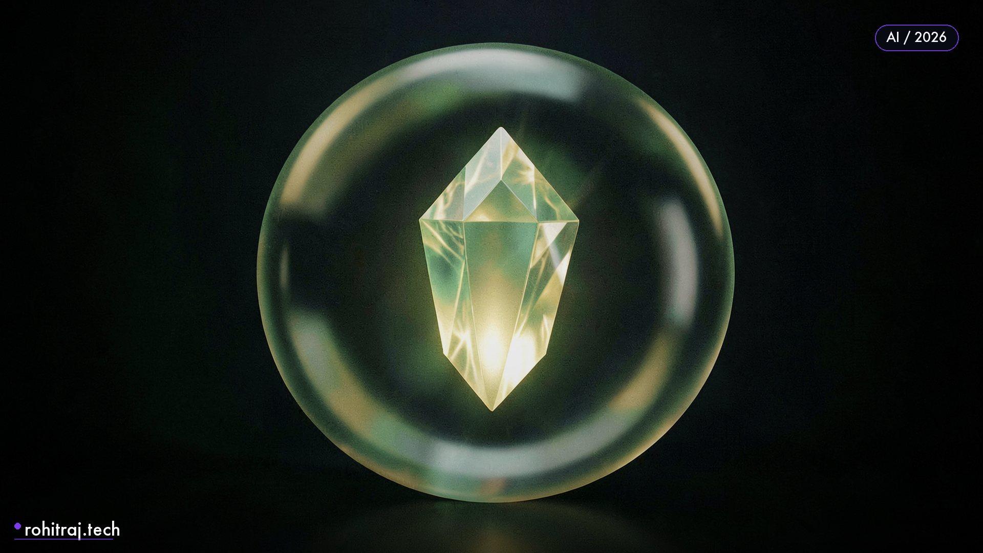 Crystalline prism sealed in a containment sphere illustrating Qwen-Image-2.1 commercial use license limits