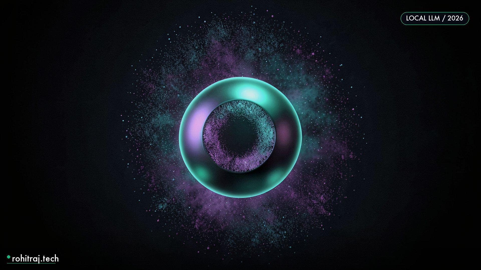 Dense glowing core surrounded by a diffuse particle halo illustrating Qwen3.8-Flash-Next local memory requirements